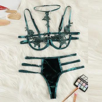 

Fashion Women Lingerie Porno Lace Underwire Underwear Set Top and Briefs Present for Girlfriend Lenceria Dessous Transparent Bra