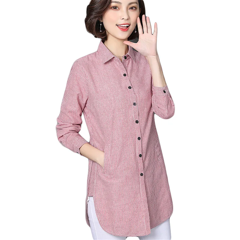 Acheter VogorSean Femmes Rayé Blouse Shirts Printemps Automne Pour Lady Travail À Manches Longues Tops Femme Mode Vêtements Blusas Plus La Taille Nouveau