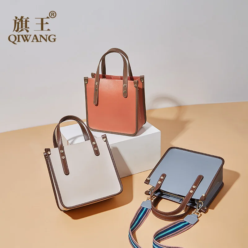 

Qiwang Handbags Women Crossbody 2019 Fashion Shoulder Square Bag Genuine Leather Top-handle Ladies Hand Bags Cowhide Small Tote