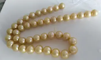 

gorgeous 10-11mm south sea round gold pearl necklace 18inch14K Gold Clasp KKK