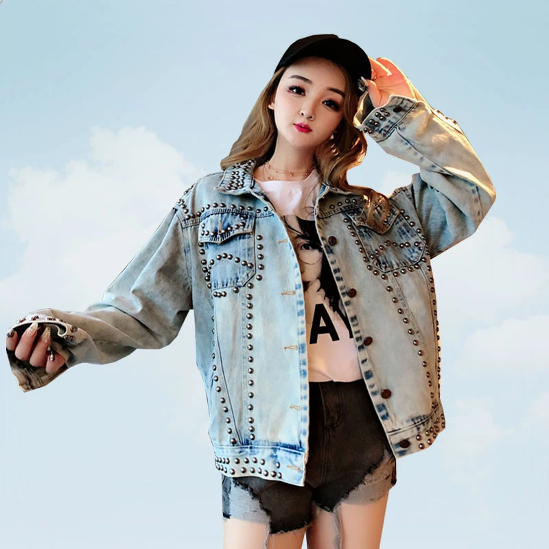 chaqueta vaquera Mujer 2019 moda Jeans tamaño grande chaqueta bomber holgada señoras prendas de vestir exteriores humo gris HS177|chaquetas básicas| - AliExpress