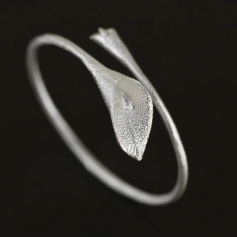

Acecare 925 Pure Silver Jewelry Whoesale Eternal Eternity Pure Silver Opening Bracelet for Calla Calla Simple Three-dimensional