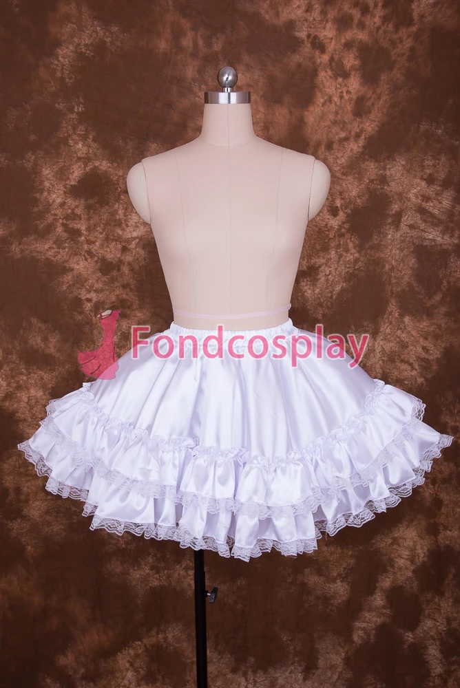 

Sexy White Satin Sissy Maid Short Petticoat Cosplay Costume Accessories[Q001]