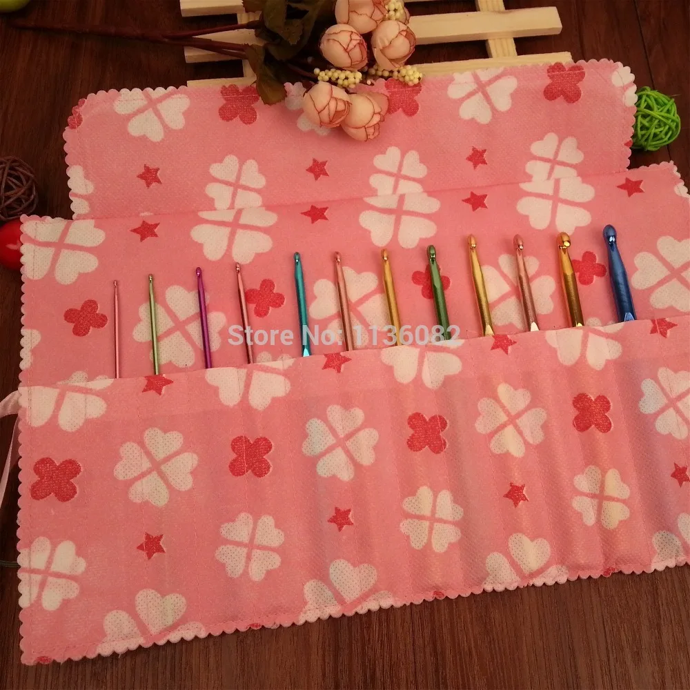

Free Shipping 12Pcs/Set Multicolour Aluminum Crochet Hook Knitting Kit Needles Set Weave Craft Yarn Stitches