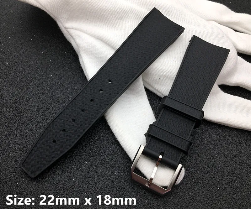 

Luxury Brand Watchband soft Rubber Silicone Black Watch band Bracelet For IWC strap steel Buckle Logo on IW323101 PORTUGIESER