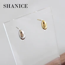 SHANICE, Стерлинговое Серебро 925 пробы, простой стиль, Овальная Капля, форма, серьги-гвоздики, гладкие шпильки геометрической формы, серьги, ювелирные изделия для друга, подарок