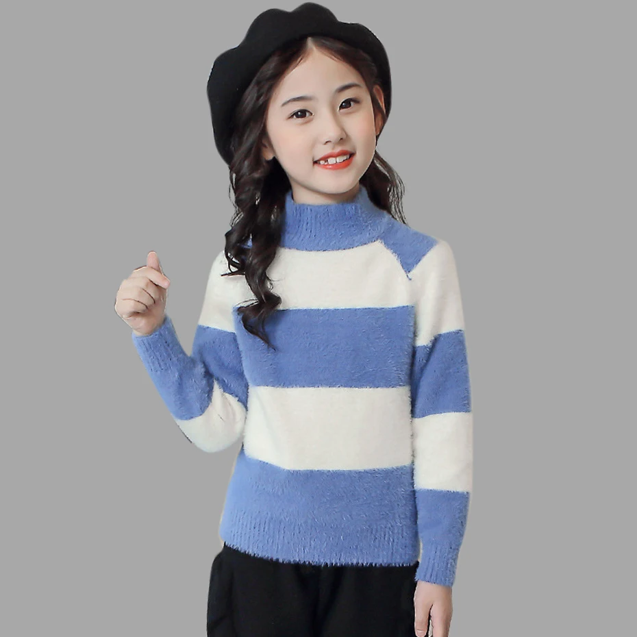 

Girls Sweater Striped Kids Clothes Turtleneck Sweater For Girls Casual Children's Top Spring Teen Girl Clothing 4 6 8 12 Years