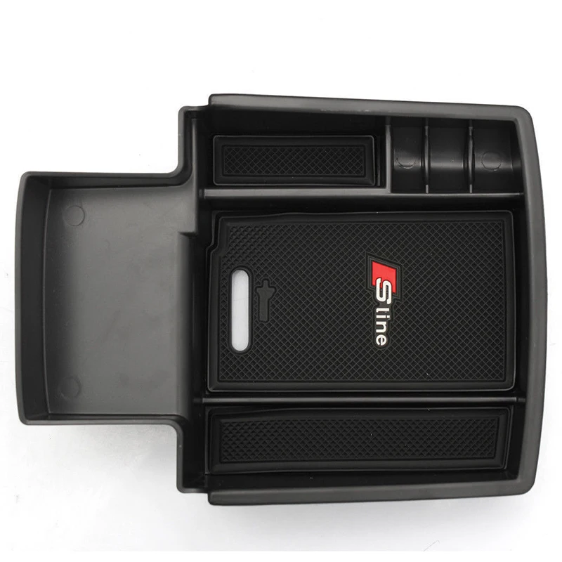 Black Car Glove Box Armrest Storage Box Secondary Car Organizer Cover For Audi Q5 High