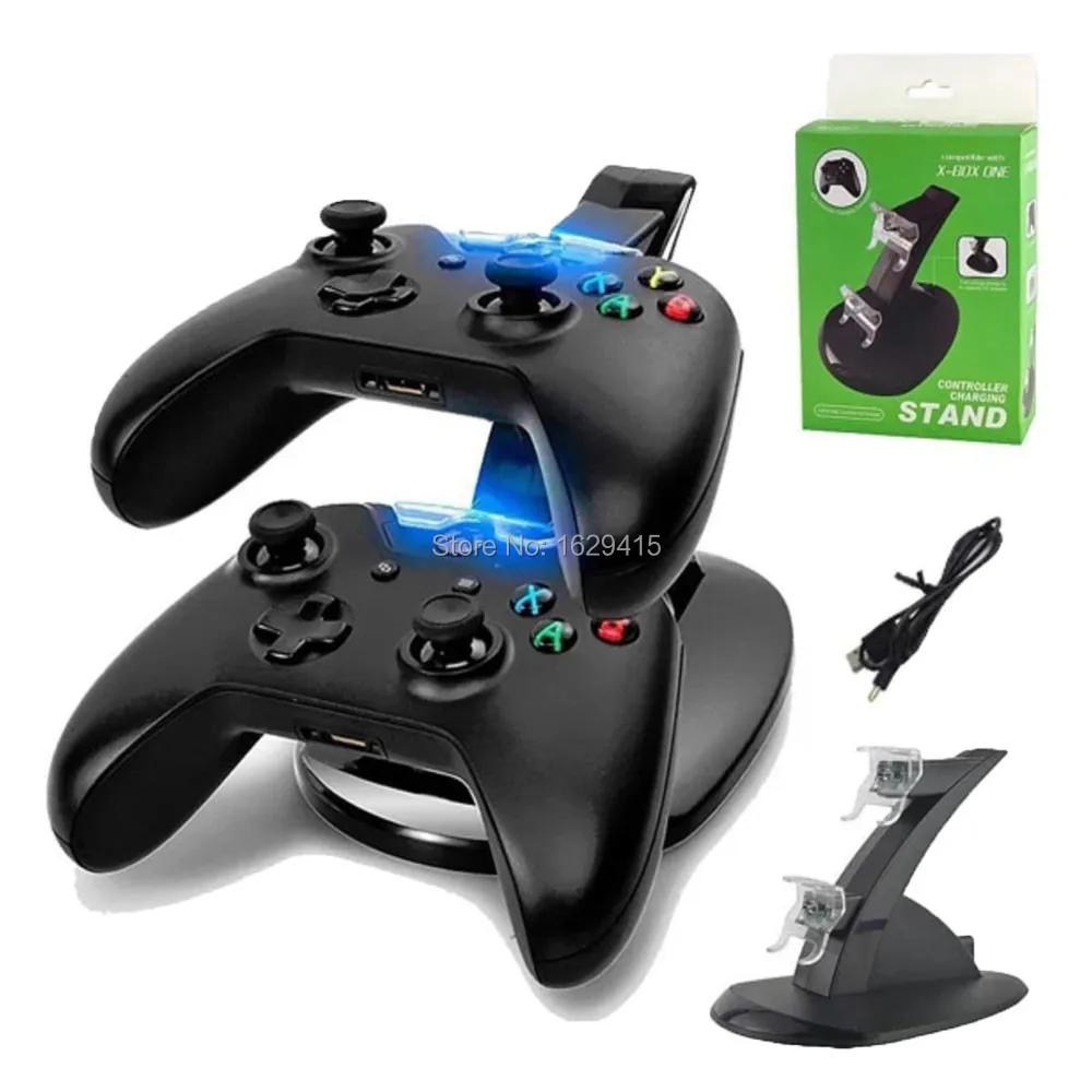 IVYQUEEN LED Dual Micro USB Charging Dock Station for Microsoft XBox One S Wireless Controller Charger