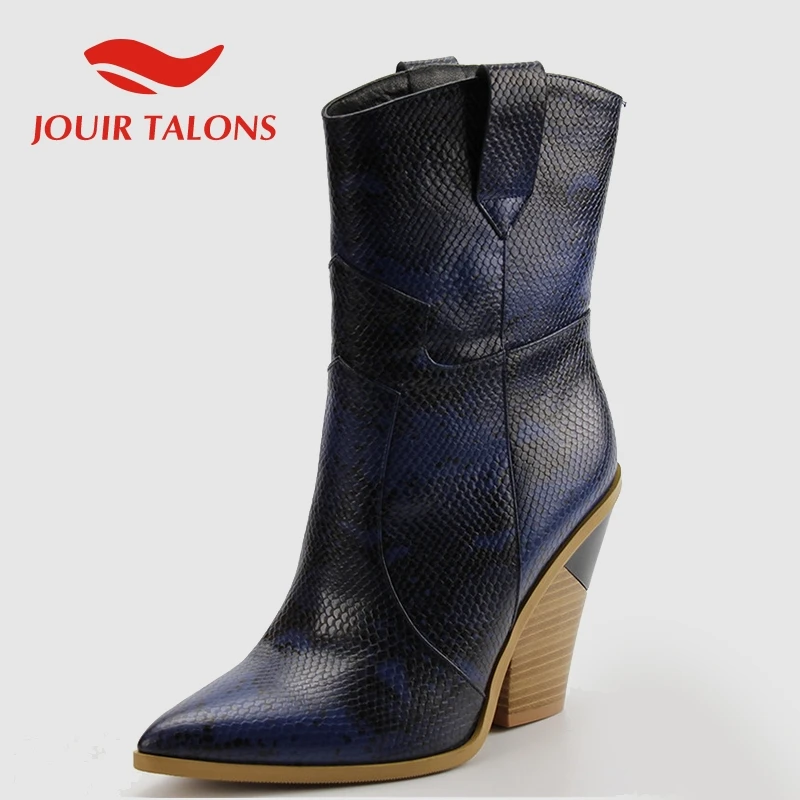 

JOUIR TALONS luxury brand design 2019 big Size 46 Dropship High Heels western Boots Women Shoes Retro Shoes Woman Boots