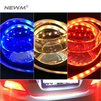 

Ice Blue Red Yellow White LED Strip Lighting Rear Trunk Tail Light Dynamic Streamer Brake Turn Signal Reverse Leds Warning Light