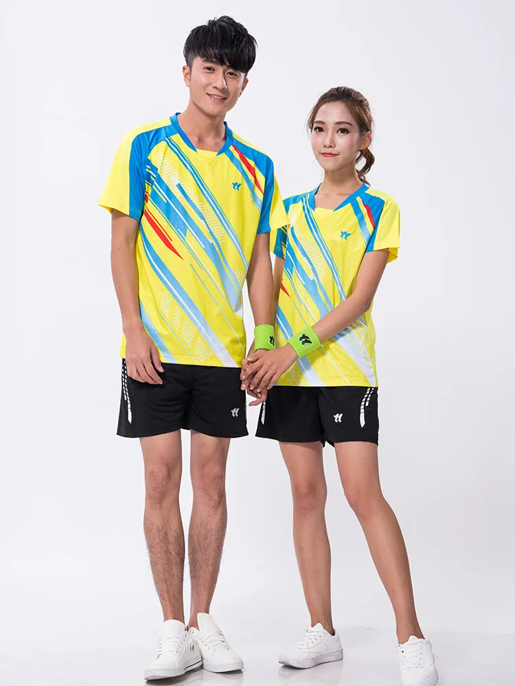Бадминтон одежда трикотаж Для мужчин/Для женщин рубашка, женский теннис футболка, настольный теннис рубашки, полиэстер быстро высыхающая теннис Футболка 7649C