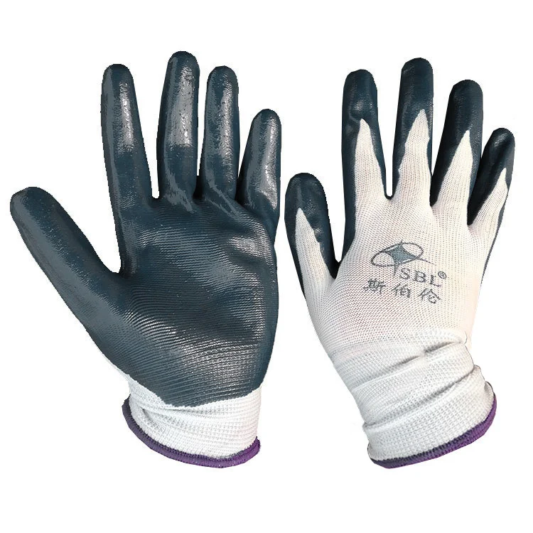 12 пар с нитриловым покрытием Нескользящие рабочие перчатки износостойкие защитные перчатки прочные - Цвет: GY