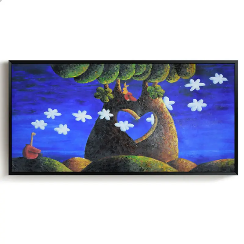 Oil Painting on Canvas Modern Cartoon Heart shaped Art Painting Hand painted Wall Pictures for Living Room Home Decor Paintings
