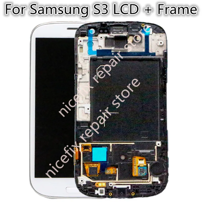 Для Samsung Galaxy S3 III i9300 i9305 i9301 i747 L710 ЖК-дисплей с сенсорным экраном дигитайзер рамкой +