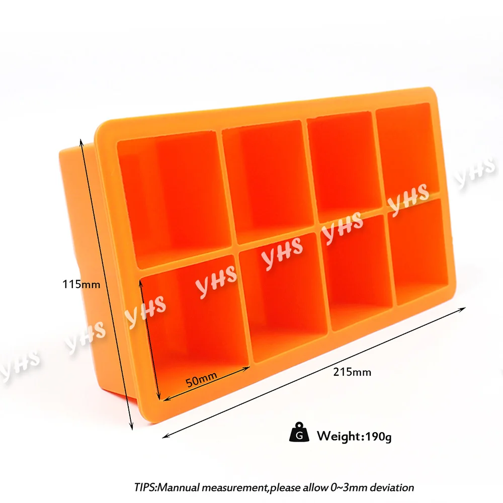 2 шт. 8 полости большой кубик льда Форма квадратной формы силиконовый кубик льда лоток Фрукты мороженое производитель Кухня Бар питьевой аксессуары