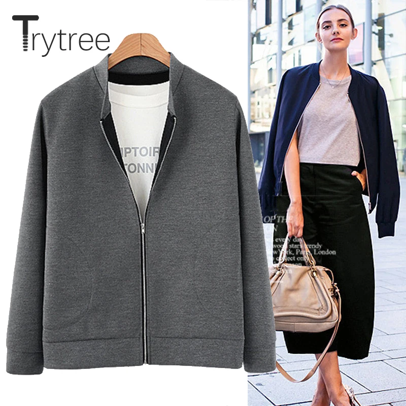 Trytree الخريف الشتاء معطف عارضة سستة رشاقته سترة النساء Soild كامل الأكمام المخملية بطانة fasion قمم سيدة عارضة معطف Trytree الخريف الشتاء معطف عارضة سستة رشاقته سترة النساء Soild كامل الأكمام المخملية بطانة fasion قمم سيدة عارضة معطف