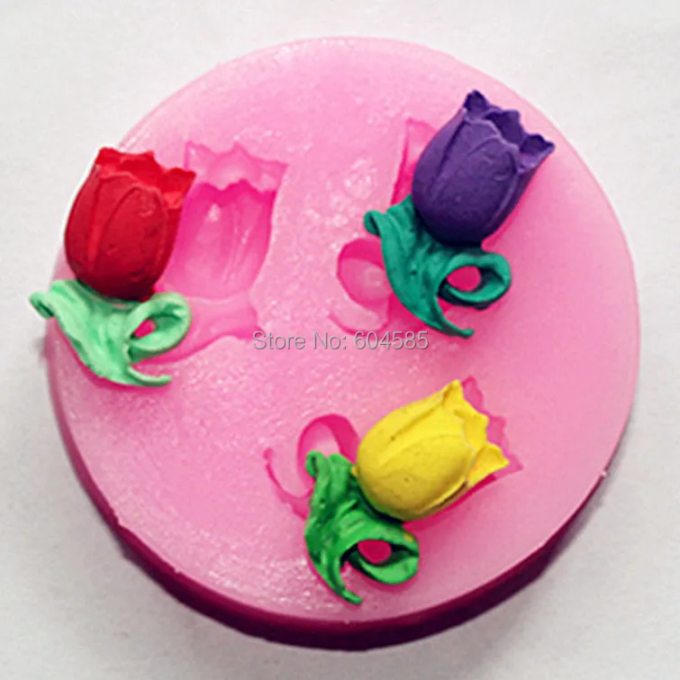 Lily shape Muffin Sweet Candy Jelly fondant Cake chocolate Mold 3D Silicone mold Baking Pan cooking tools bakewareFM247