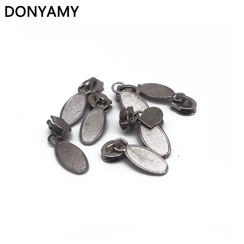 DONYAMY 50pcs/lot 3# Zinc Alloy Non Lock Zipper Puller Zipper Sliders For Sewing Oval Shape