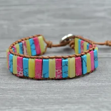 Браслет мужской и женский панк ретро настоящий кожаный браслет модные украшения однослойный браслет из натурального камня