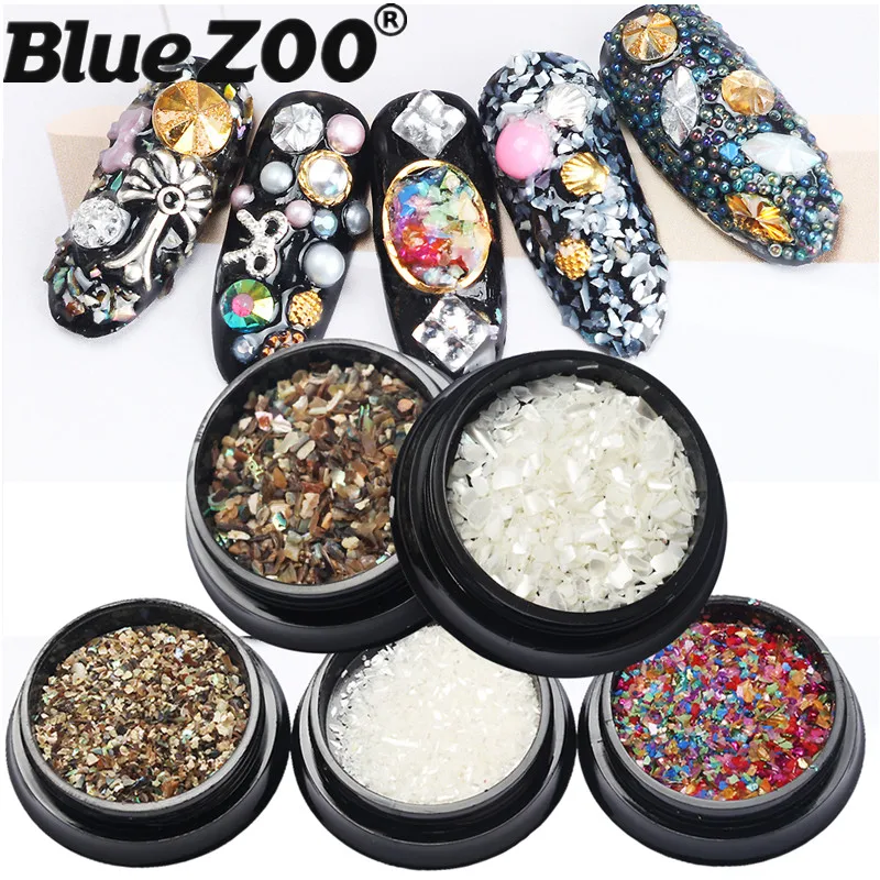 Natural 5 Colors 3D Charms Nail Decorations Pearlized Stained SeaShell