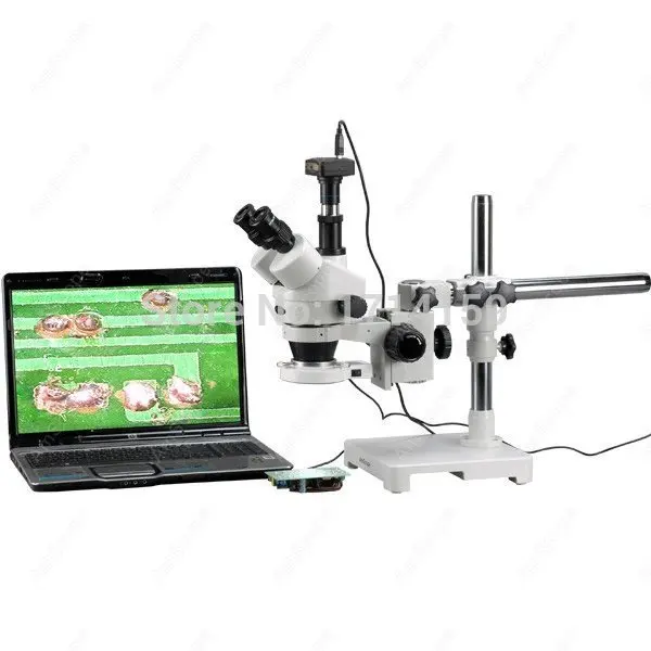 Монета/штамп AmScope поставки 3.5X 45X зум стерео микроскоп с 144 LED свет + 1.3MP цифровая камера|camera microscope usb|microscope