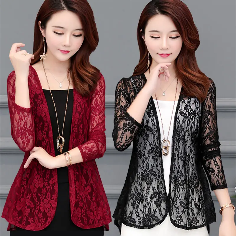 

Women Summer Kimono Cardigan Sun Blouse Shirt 2018 Boho Beach Lace Long Chiffon Cover Ups Sunscreen Sunproof Outwear Long Sleeve