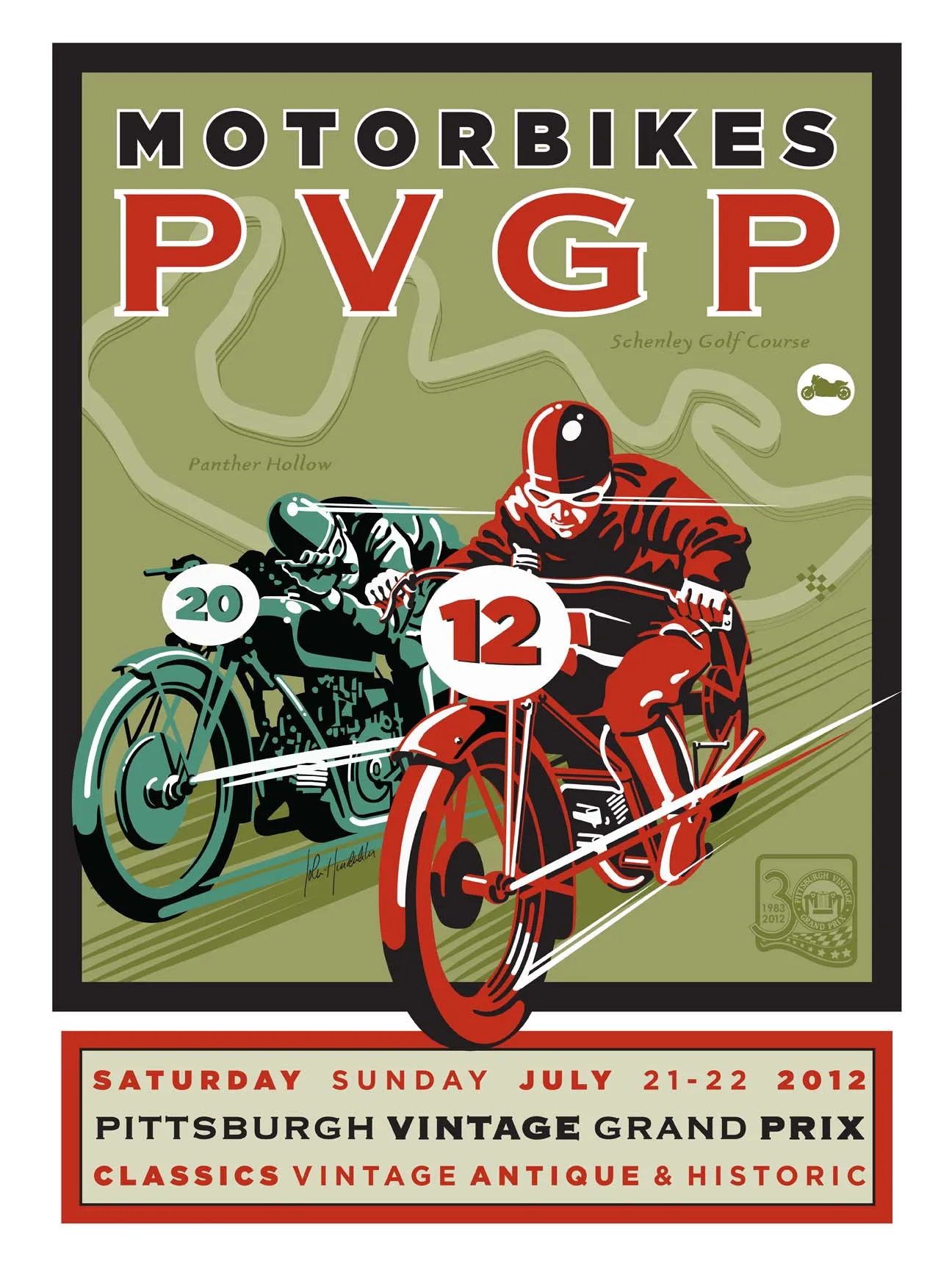 Motorcycle Racing Maps Pop Retro Vintage Kraft Travel Poster Canvas