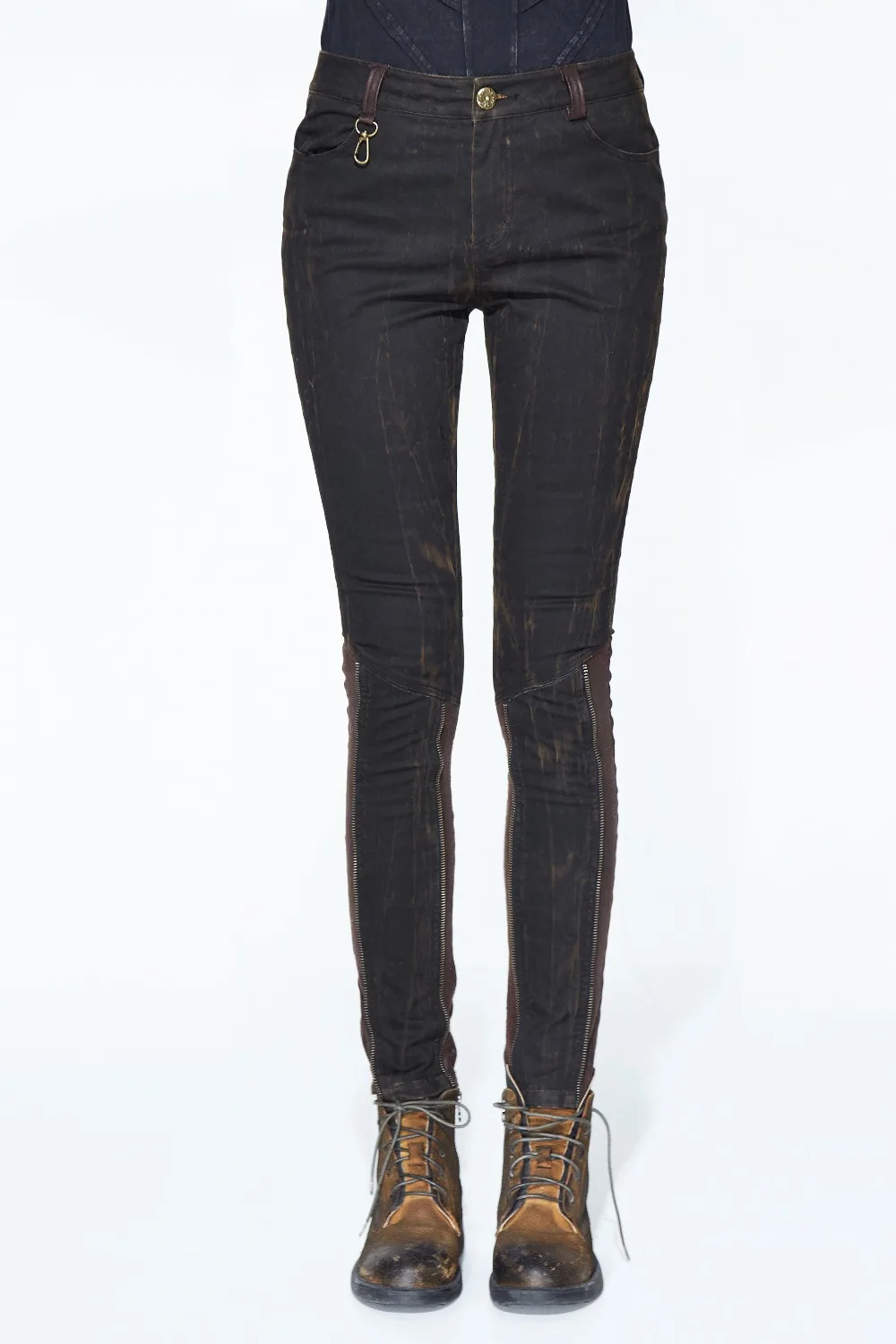 Готические черные модные карманные декоративные брюки женские стимпанк повседневные хлопковые колготки с пуговицами черные коричневые сшитые брюки