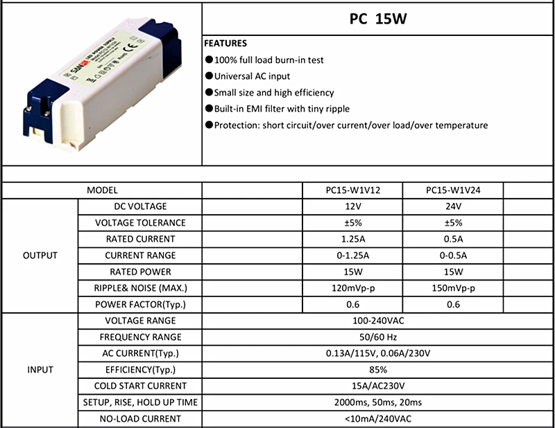 Высокое качество SANPU мини Размеры Пластик освещение Трансформатор 12V 24V 15 Вт, 35 Вт, 60W Светодиодный драйвер для Светодиодные ленты CCTV Камера Питание