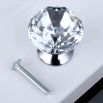 DRELD 1Pc 30mm Diamond Crystal Glass Knob Furniture Handle Drawer Cabinet Knobs and Handles Door Cupboard Kitchen Pull Handles
