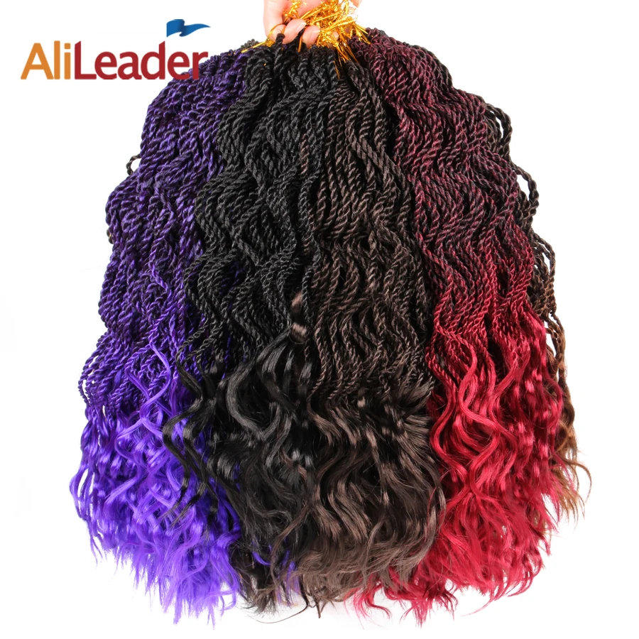 

Alileader Curly Senegalese Twist 14Inch 35Strands/Pack Synthetic Braiding Hair Ombre Twist Crochet Braids Hair Extensions