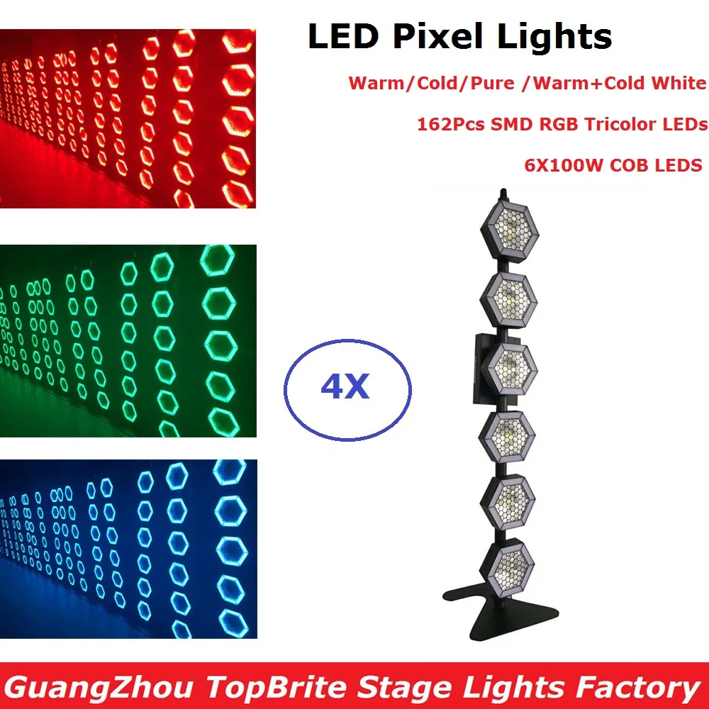 4 шт./лот светодиодные точечные лампочки высокое качество 6X100 W ретро флэш лампы DMX этап эффект DJ фонари с 162 шт SMD трехцветный RGB светодиодный s