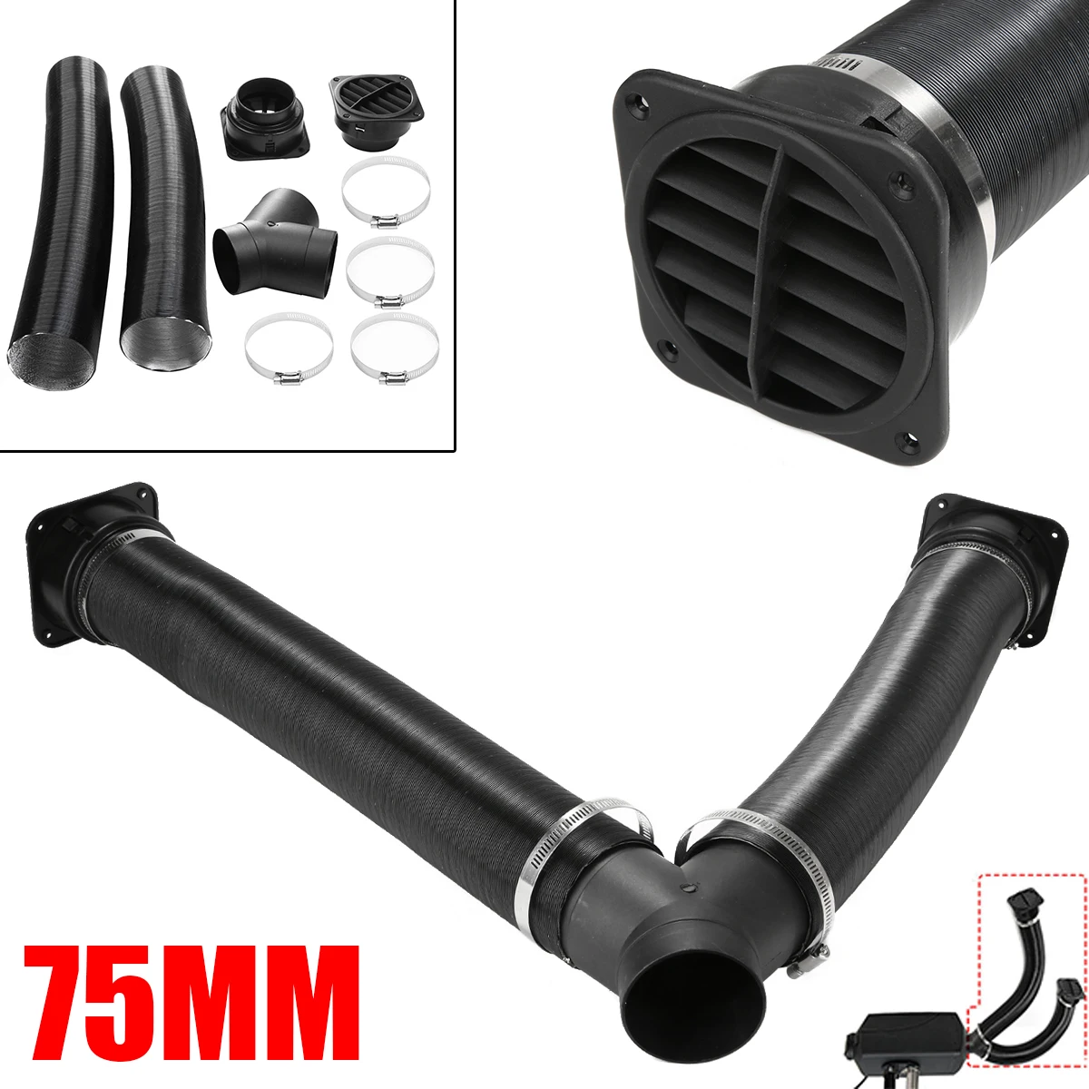 New Arrival 1 Set 75mm Heater Pipe Ducting Air Outlet Vent For Webasto Eberspacher Car Heater Parts