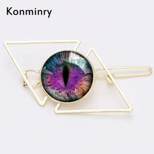 Симпатичные ромб розовый животных глаза Заколки для волос Стекло купол ящерица Цвета глаза металлические заколки для девочек Для женщин Jewelry Konminry