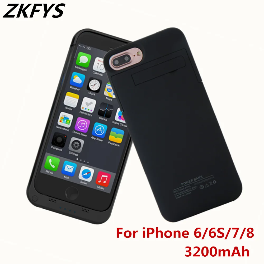 Чехлы ZKFYS для зарядки аккумуляторов 3200 мАч iPhone 7 8 6 6s чехол внешнего аккумулятора