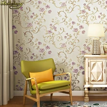 Best Offers 3d pink rose Stereo European Pastoral Non woven Wallpaper for Bedroom Living Room Sofa Background Wall paper roll 3d flooring