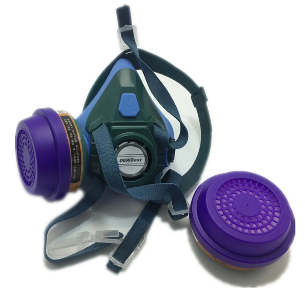 DEWBest Blue Gas Mask Emergency Survival Safety Respiratory Gas Mask Anti Dust Paint Respirator Mask with 2 Dual Protection Filter 19EF3059F88D8B552FCEB0E018CCACB5