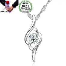 OMHXZJ Европейская мода для девушек и женщин вечерние свадебный подарок Аметист AAA циркон 18KT белого золота Цепочки и ожерелья Подвеска Шарм CA257
