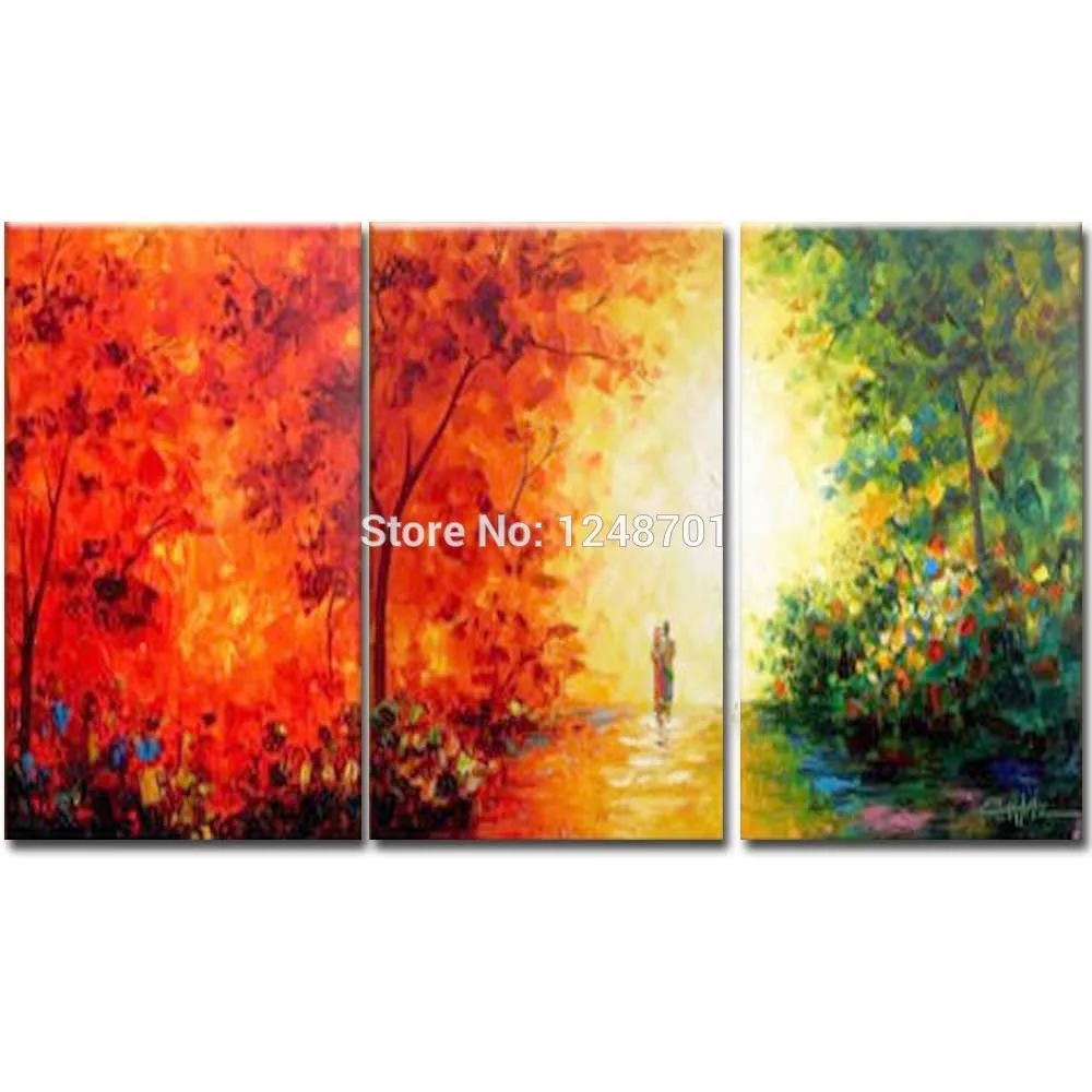 

Hand Painted Abstract Art Three Pieces Landscape Canvas Oil Painting Landscape Wall Picture Living Room Bedroom Home Wall Decoar