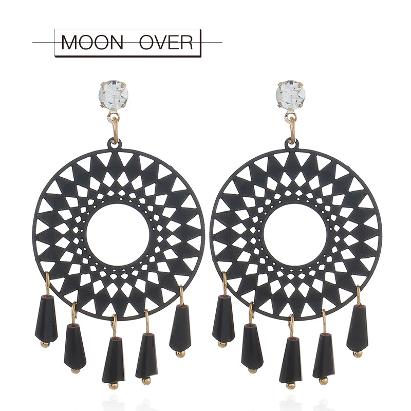 MOON OVER Fashion Bohemia Style Big Tassel Earrings 4 Styles Life Tree Water Drop Crystal Earring For Women Boho Brincos Jewelry | Украшения