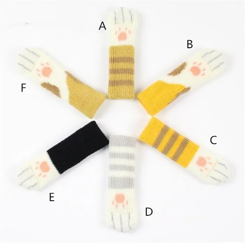 50sets 4pcs Knitting Cat Style Chair Leg Socks Home Furniture Leg Floor Protectors Non-slip Table Legs cover prevent cat sc