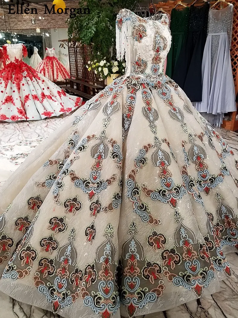 Элегантное серебряное кружевное бальное платье, свадебные платья Vestido De Noiva, пышные прозрачные кружевные свадебные платья «горный хрусталь»