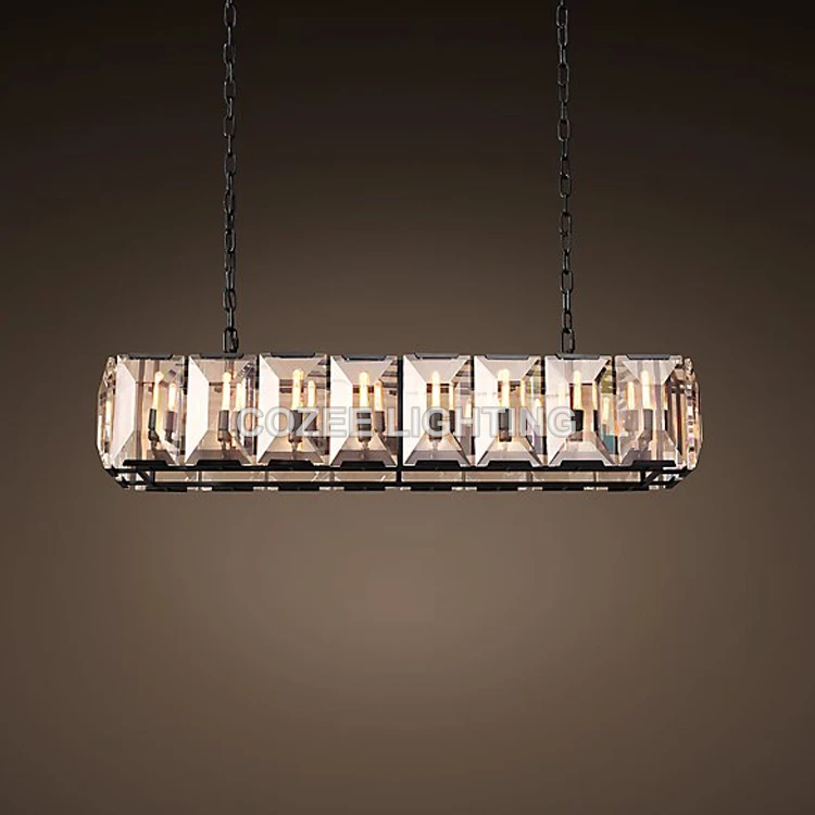 

Luxury Vintage Cristal Chandelier Lighting Retangular Crystal Chandeliers Hanging Light for Home Hotel Restaurant Decoration