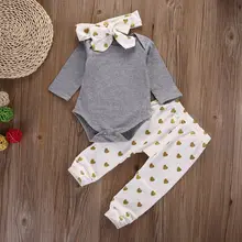 3pcs Newborn Infant Baby Girls Clothes solid T-shirt Tops Pants Leggings Outfit Set