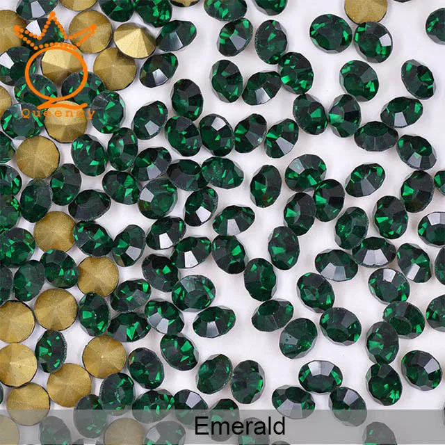 SS5.5 Small size multif colors pointback chaton crystal rhinestones nail art rhinestones sales promotion with 1440pcs per bags - Цвет: Emerald