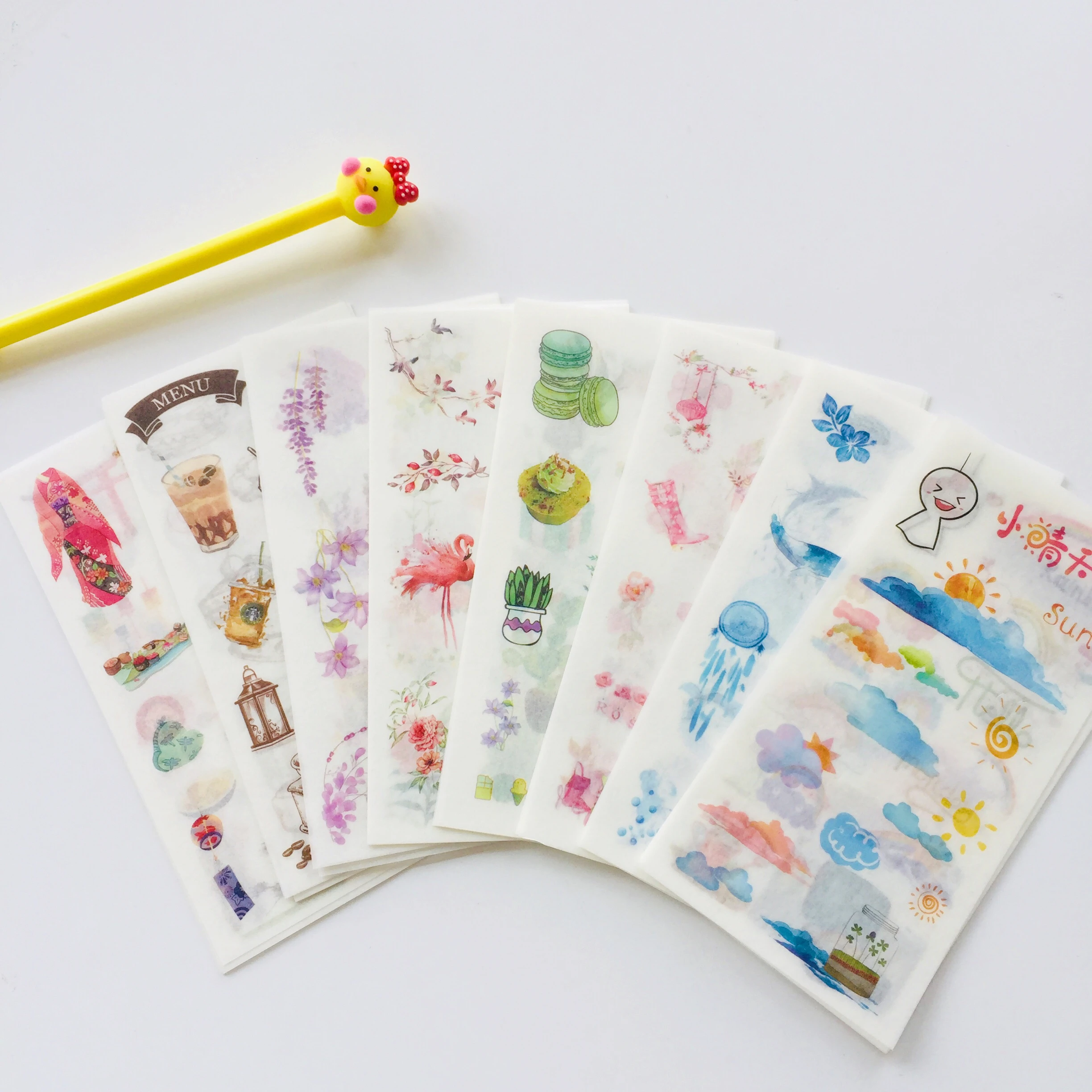 6 листов/упаковка свежая Сакура погода Фламинго Лаванда кофе Васи бумажные декоративные наклейки