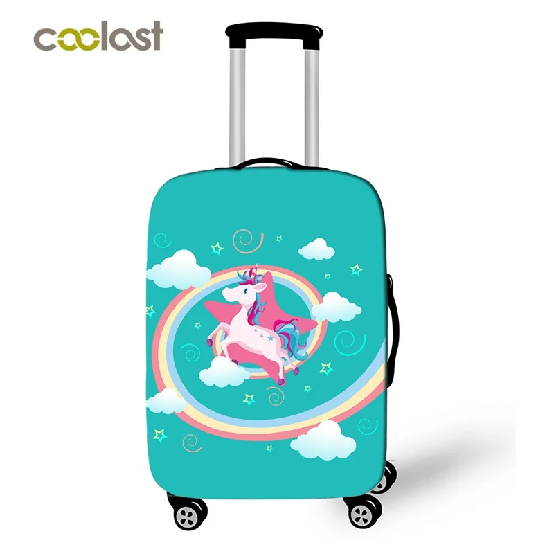 18-28 Inh Pink Suitcase Protective Covers Cartoon Unicorn Luggage Cover Elastic Travel Bag Cover valise 70cm Travel Accessories