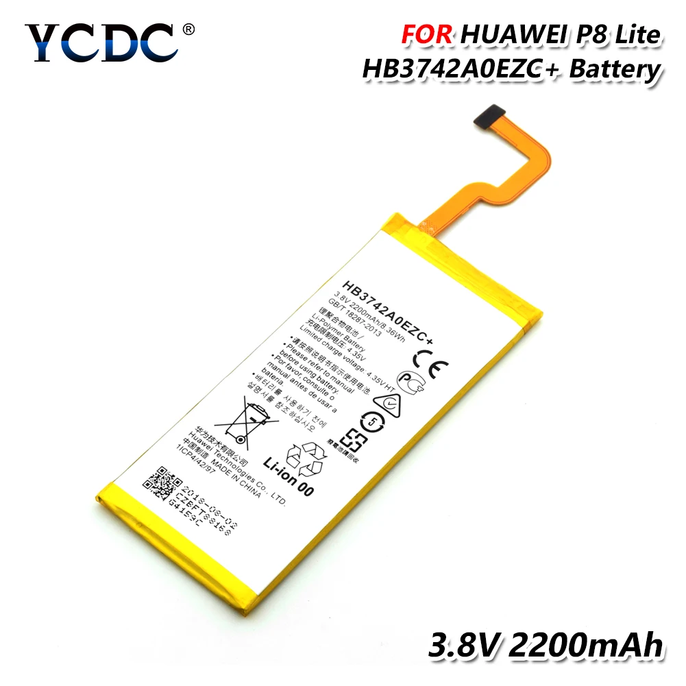 

100% genuine 2200mah hb3742a0ezc+ battery for huawei p8 lite ale-l21 l23 l02 l04 Replacement Rechargeable Battery