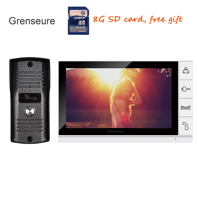 

FREE SHIPPING 9" Color Recording Monitor Video Door phone Intercom System + Night Vision Outdoor Camera + 8G SD card IN STOCK